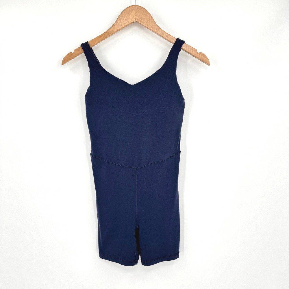 OFFLINE by Aerie Real Me Navy Blue V-Neck‎ Bike Short Romper Bodysuit Small
